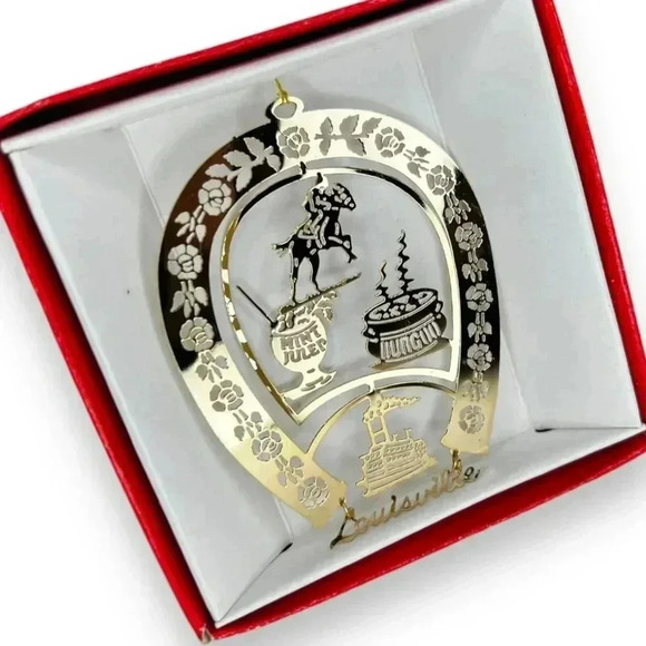 NATION'S TREASURES LOUISVILLE Ornament Gold tone 24k finish brass 3X2" - Picture 1 of 8